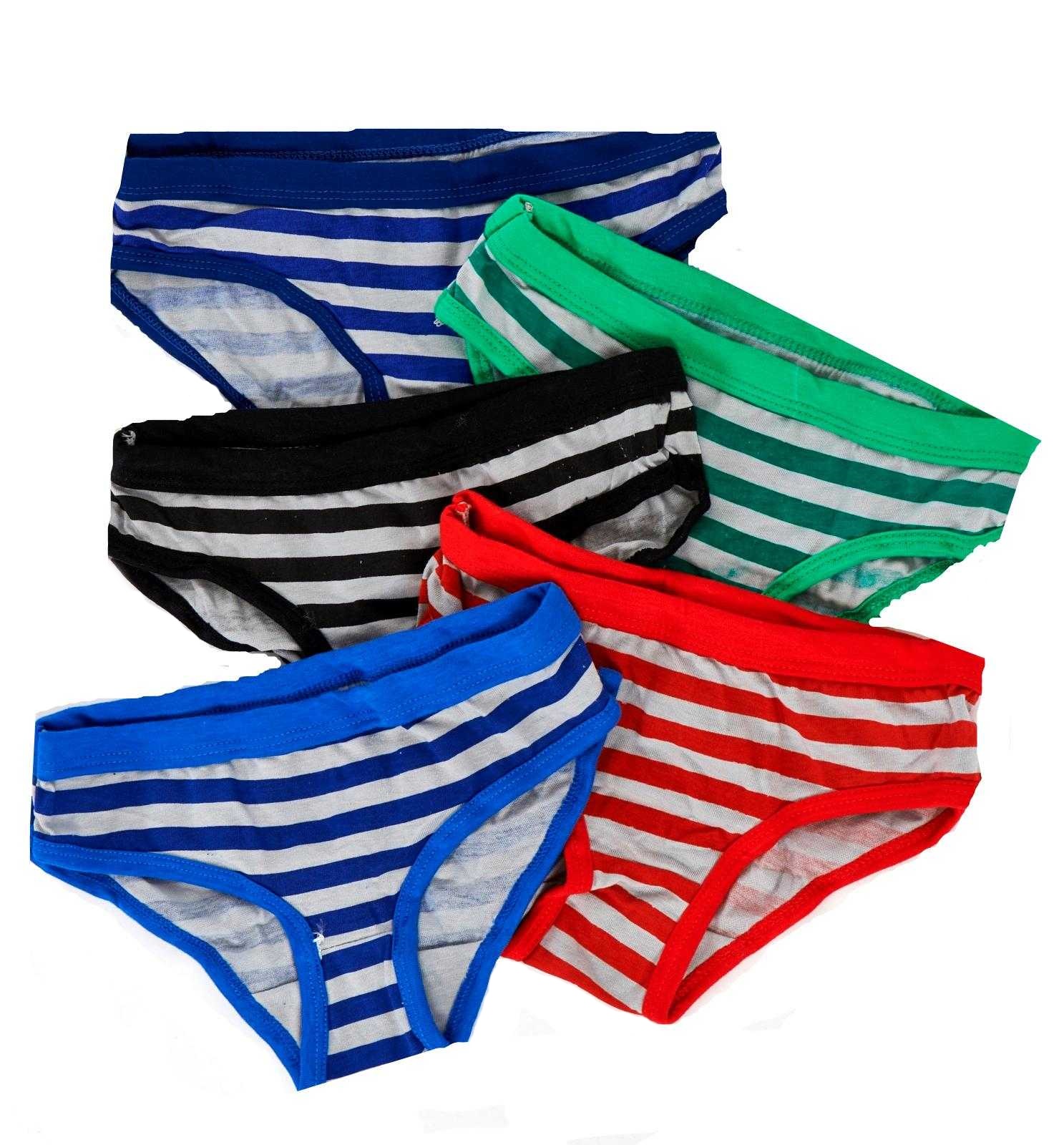 Kids Boys 5 Pairs Pack 100% Cotton Striped Briefs Childrens Underwear ...